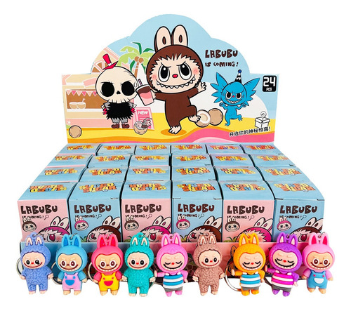Llaveros 12 Pzs Labubu Sorpresa Mini Macaron Monster Vinilo 12pzs