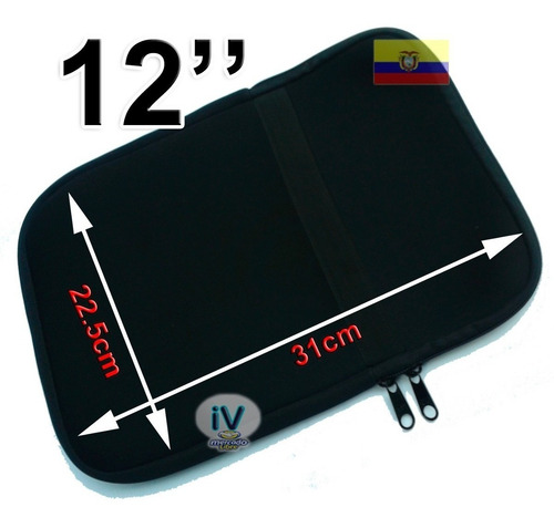 Imagen 2 de 4 de Estuche Bolso Funda De 12'' Neopreno Negro Para Mini Lapto