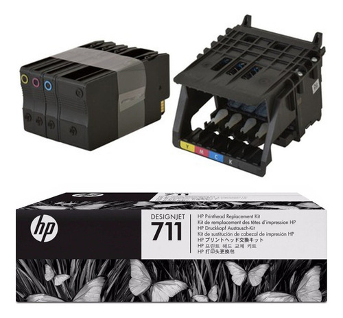 Cabezal + 4 Tintas Hp 711 Original C1q10a T120 T130 T520