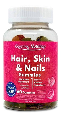 Imagen 1 de 7 de Multivitaminico Hair, Skin & Nails Gummies 60 Gomitas