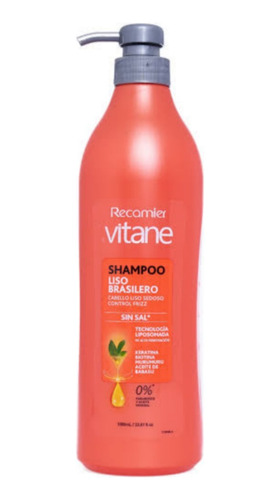 Shampoo Recamier Vitane Sin Sal Liso Brasilero X 1000 Ml