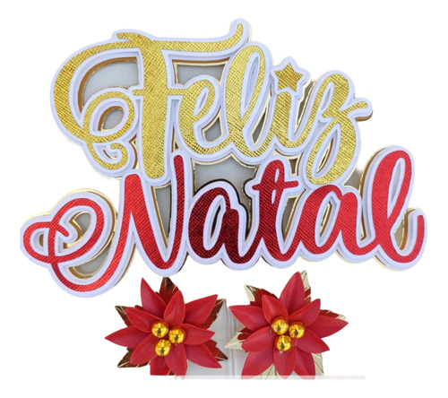 Arquivo De Corte Topo De Bolo - 12 - Feliz Natal Com Flor