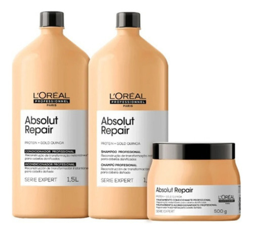 Loréal Kit Gold Quinoa Shampoo + Cond 1,5l + Mas 500 Grosso