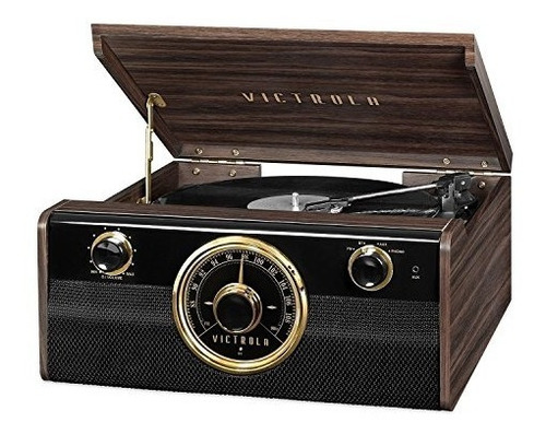 Victrola Wood Mid Centry Bluetooth Tocadiscos Radio 4 En 1