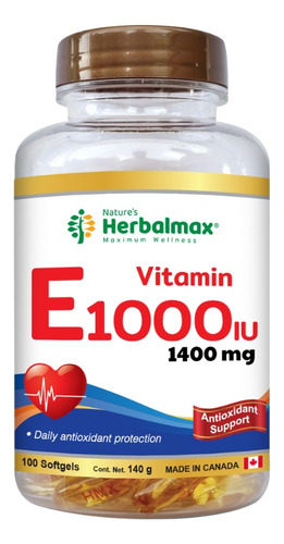 Vitamina E 1000 Ui Herbalmax 100 Unidades