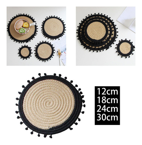 Tapetes De Mesa De Comedor De Lino De Algodón Trenzado
