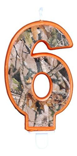 Next Camo Party Birthday Number 6  Candle | 1 Count | G...