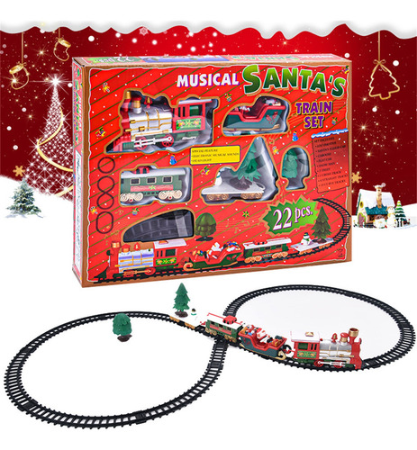 Set De Trenes Navideños Lights And Sounds Railway Tracks Toy