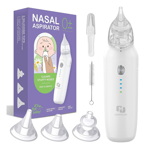 Aspirador Nasal Eléctrico Para Bebé, 3 Boquillas De Succión 