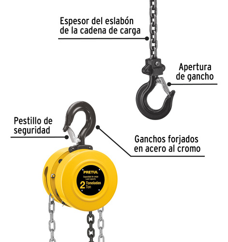Polipasto De Cadena De 2 Ton Levantamiento 3 M Pretul 27128