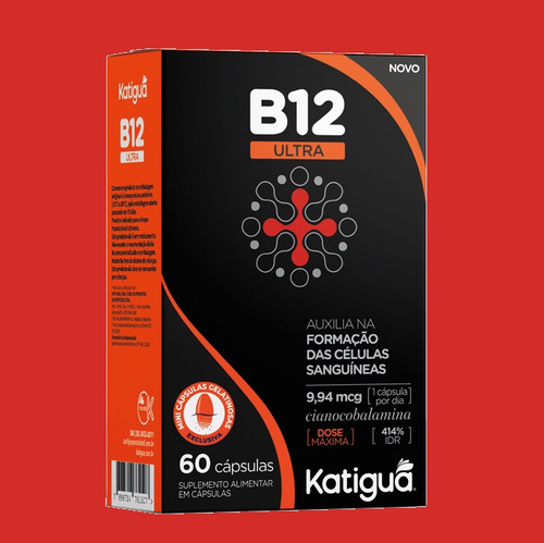 Kit 12 Suplemento Vitamina B12 Ultra 9,94mg 60caps - Katigua Sem Sabor