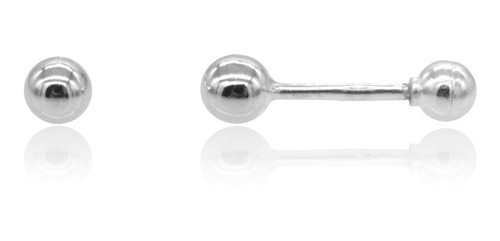 Broqueles Dormilona 2.5mm Plata .925 Bola Bolita Mujer Dama