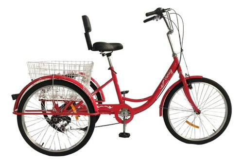 Bicicleta Triciclo Para Adultos C/cesta Y Asiento Ajustable Color Rojo Tamaño Del Cuadro 24