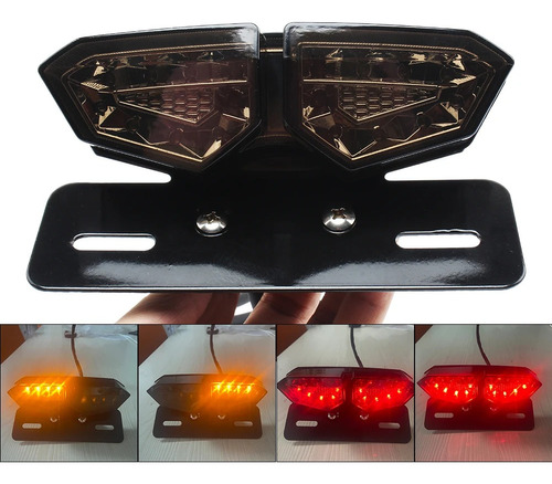 Led Stop Direcciobales Porta Placa Motocicleta Universal