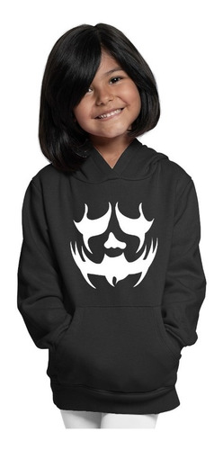 Sudadera Infantil Negra Estampa De Rostro Maquillaje Kiss