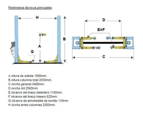 Elevador De Auto Dos 2 Columnas 220v 380v 4tn Sgb