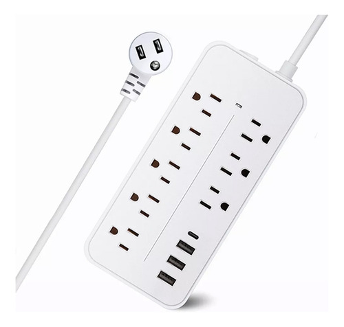 Regleta Cargador Multicontactos Con 8 Salidas 3 Usb 1 Tipo C