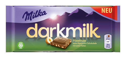 2 Pack Barra De Chocolate Con Avellana Milka Darrkmilk 85