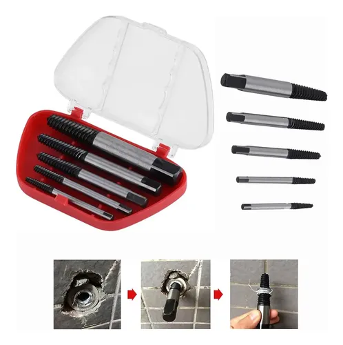 Juego De 6 Extractor De Tornillos Con Soporte Magnético: Saca Tornillos Dañados Rápido (Adaptador Incluido)