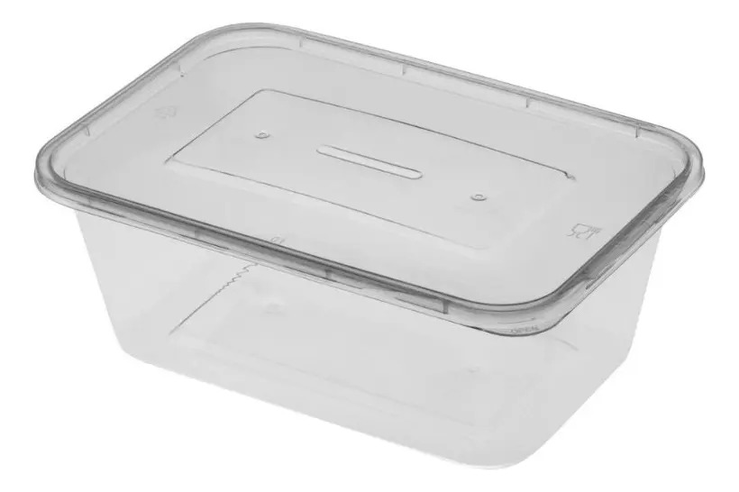 Kit 10 Marmitas Plástico Hermético 750ml Pote Retangular Micro-ondas