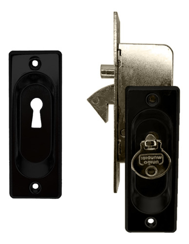 Fechadura Janela Porta Correr Chave Dobrável Embutir Preto