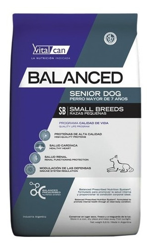 Vitalcan Balanced Perro Senior Razas Pequeñas X 3 Kg