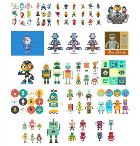 Exclusivos!! Robots 02. 39 Vectores Sublimación, Serigrafía!