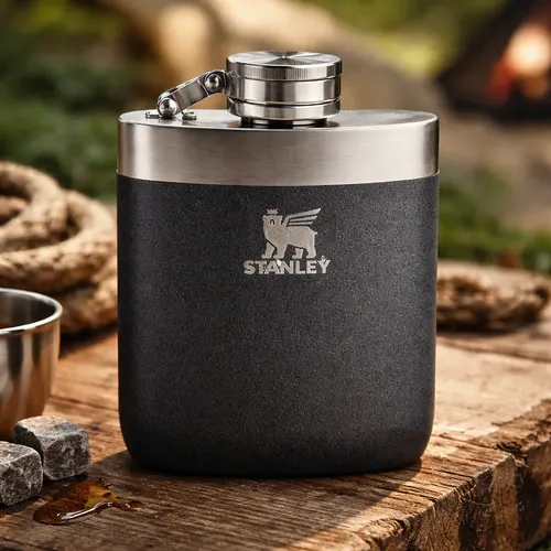 Cantil Stanley Flask 236ml Preto Aço Inox Portátil Original