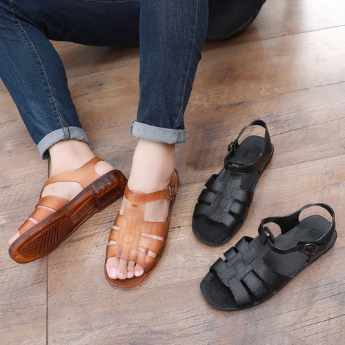 25-3 Sandalias De Suela Blanda Con Tacón Plano Retro De