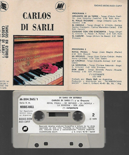 Carlos Di Sarli Y Su Orquesta Tangos En Estereo Cassette