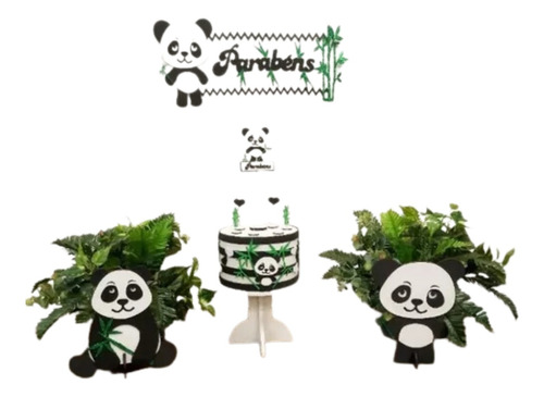 Kit Festa Decoração Tema Panda Pocket Party Bolo Fake