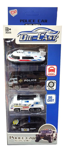 Set X 4 Vehiculos De Metal Policial Escala 1/64 ELG Jm52282