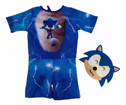 Fantasia Infantil Roupa Sonic 2 Máscaras Envio Já