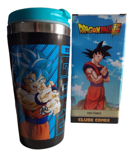 Copo Térmico Viagem Com Tampa Dbz Goku Vs Frieza 450ml Dragon Ball Z Goku