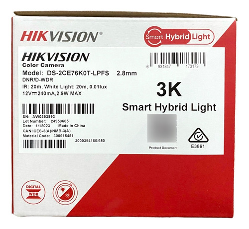 Câmera Com Microfone Hikvision Hybrid 3k Ds-2ce76k0t-lpfs