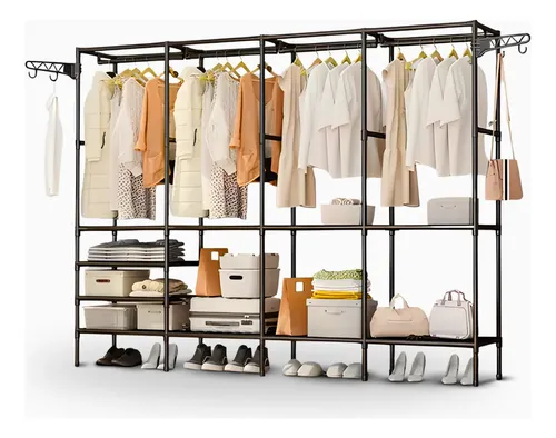 comprar Guarda Roupa Organizador Com 4 Colunas Cor Preto Roupeiro Expositor Roupas