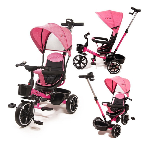 Triciclo Infantil Bebe Asiento Gira 360 Manija Direccional