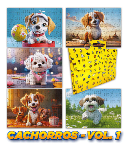 Quebra Cabeça Kit Com 5 Modelos Cachorros - Vol 1