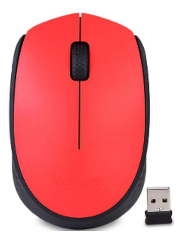 Mouse M170 Logitech Inalámbrico Receptor Usb Compatible Win- Color Rojo/Negro