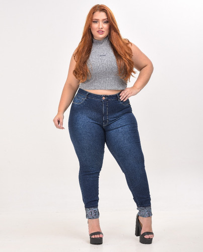Imagem 5 de 8 de Calça Jeans Plus Size Roupa Feminina Tamanhos Grandes Strech