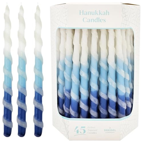 Velas De Lujo Para Menorá De Hanukkah En Azul Y Blanco Reto