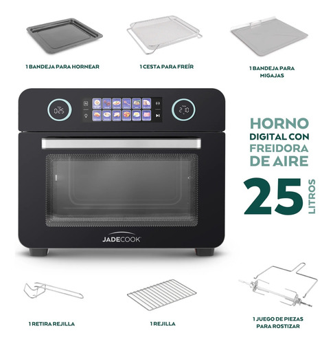 Batería De Cocina Jade Cook Black + Horno Digital / Freidora Negro