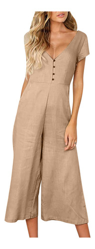 Pantalón Moderno Para Mujer Con Cuello En V, Corte Con Boton
