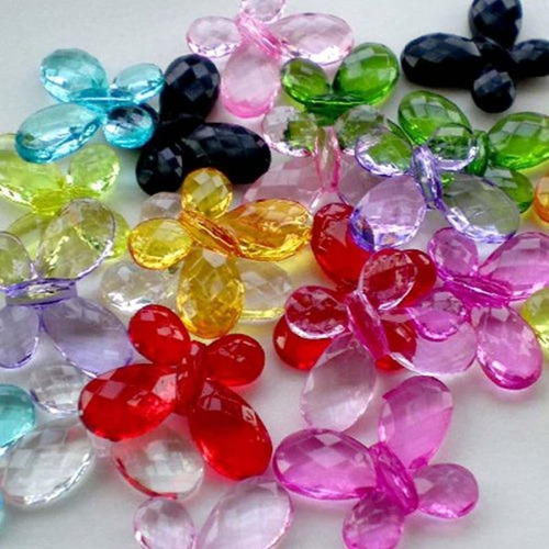 22pcs Mixcolor Acrílico Cristal Facetado Mariposa Perlas