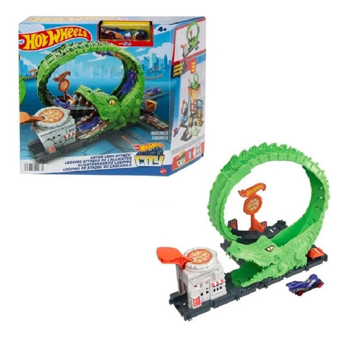 Pista De Carro Impulsadora Hotwheels City Ataque Cocodrilo