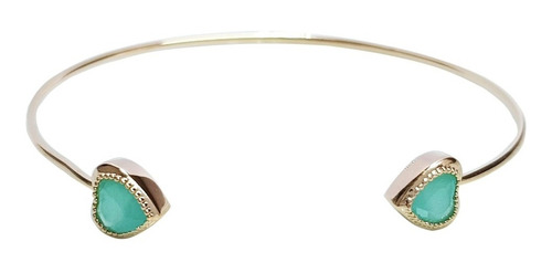 Pulseira Bracelete Feminino Coração Verde  Banhado Ouro 18k