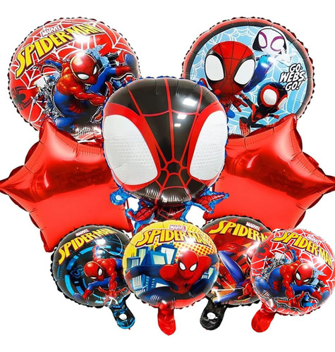 Kit 9 Globos Para Spiderman Decoracion De Cumpleaños Fiesta