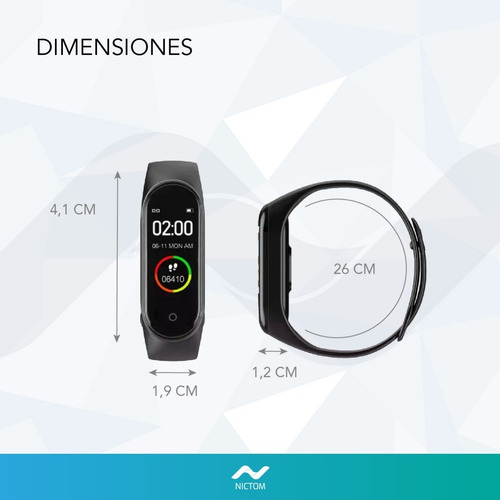 Imagen 7 de 7 de Smartwatch Nictom Sb04 Smartband Negro