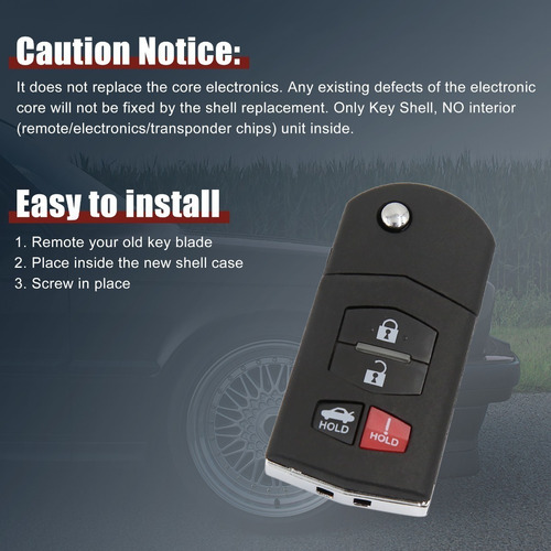 Compatible Carcasa Llave Control Por Mazda 3 5 Rx-8 Cx-7