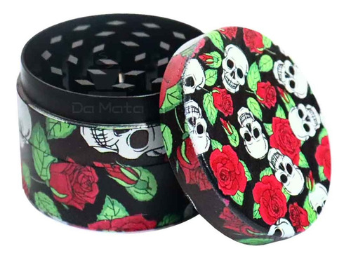 Dichavador De Metal 4 Partes Skull & Roses - Tabacaria